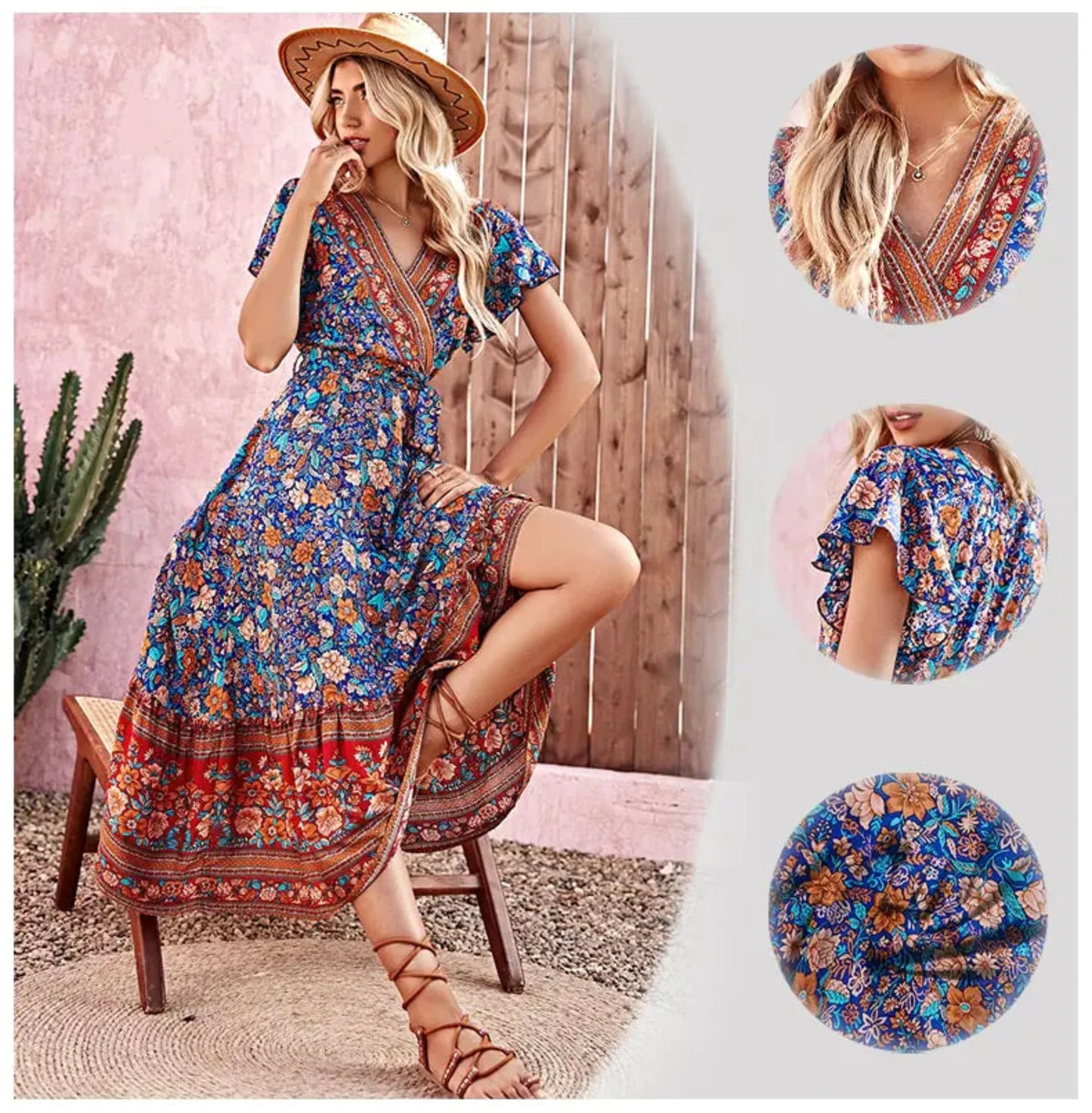 Bohemian Floral Beach Maxi Dress - themaxidressshop.com.au