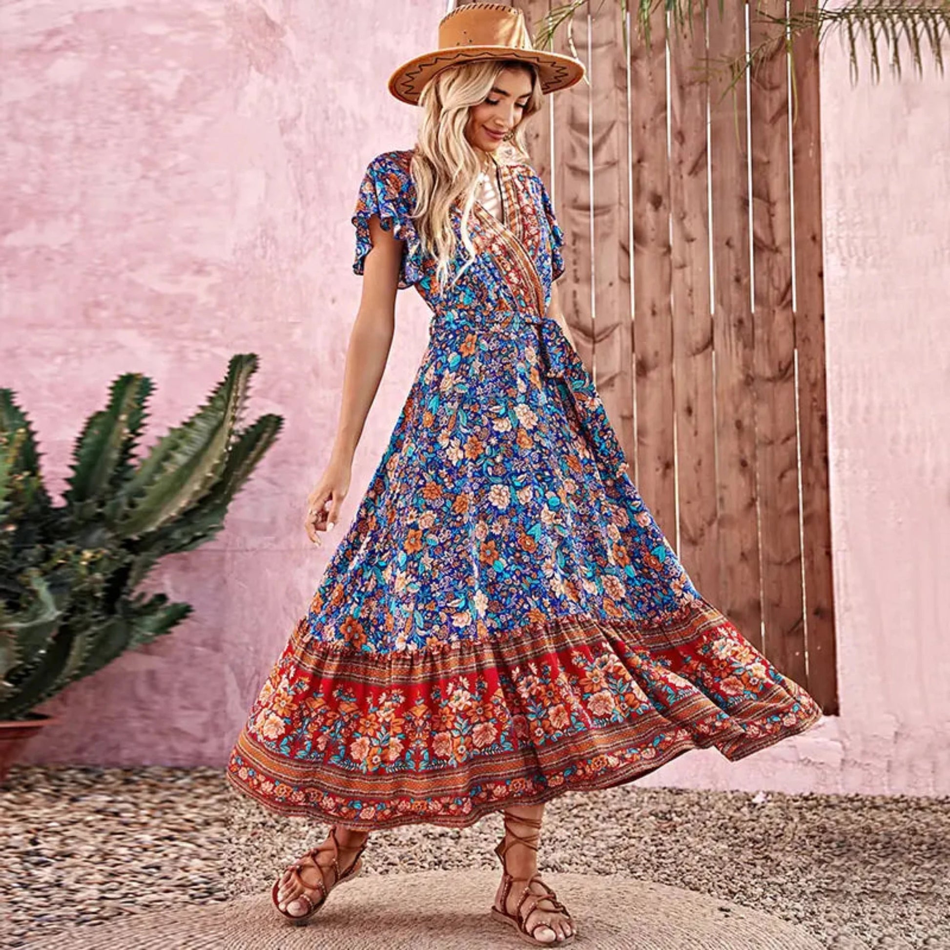 Bohemian Floral Beach Maxi Dress - themaxidressshop.com.au